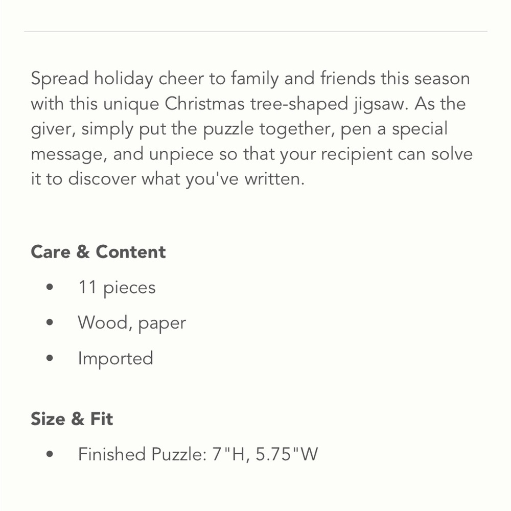 AnthroLiving You Complete Me Holiday Tree Jigsaw Tree New Christmas Gift Anthro - Picture 5 of 5
